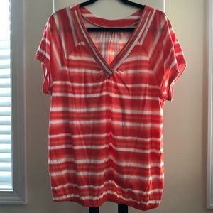 Lane Bryant Beaded V Neck Short Sleeve Shirt